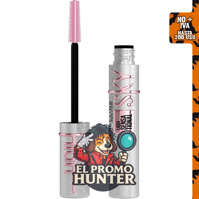 Maybelline Lash Sensational Sky High Glitter Máscara, maquillaje para pestañas y cejas con efecto diamante, lavable, 1 unidad.