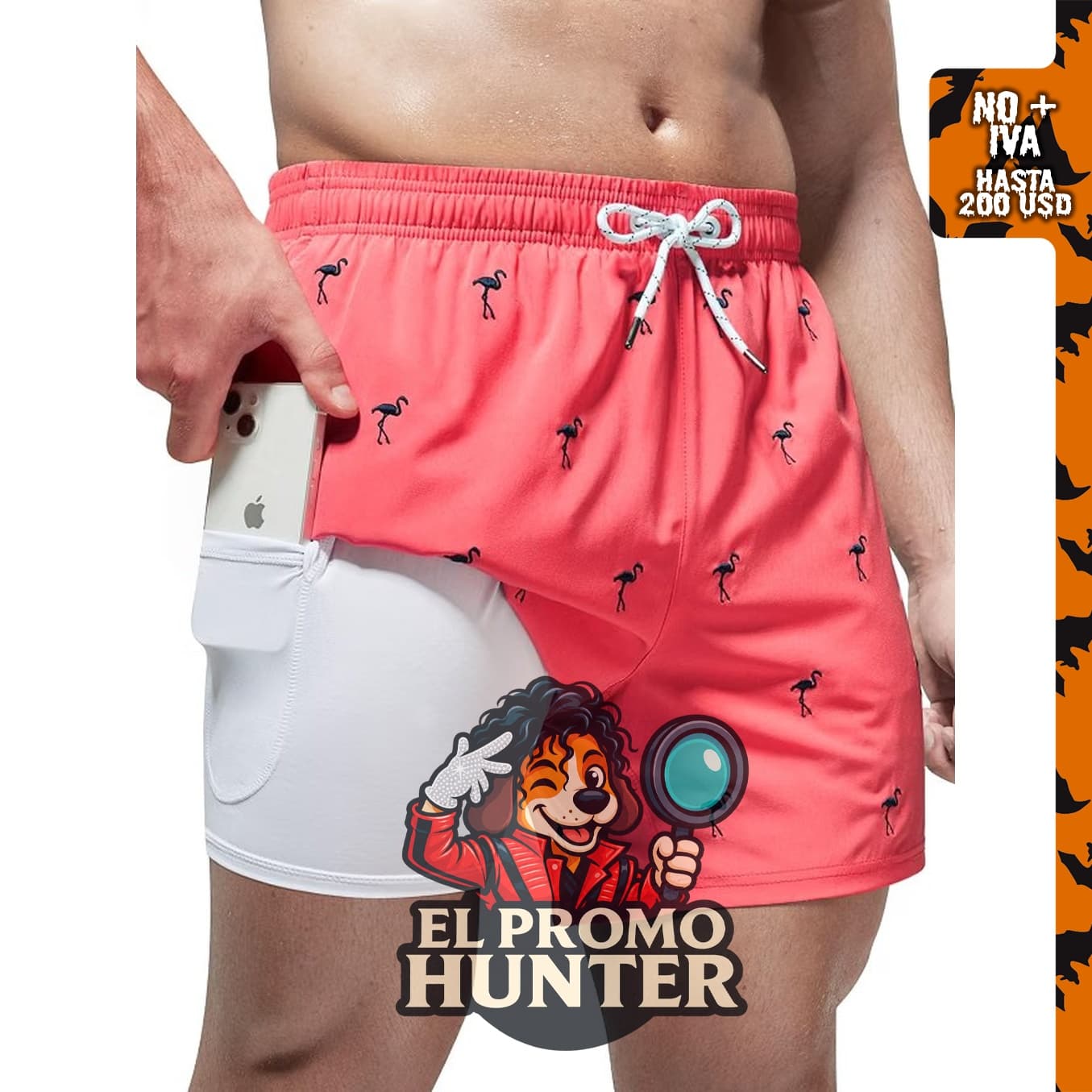 Arcweg Traje de baño para hombre 2 en 1, forro tipo bóxer de 14 cm, secado rápido, con bolsillos con cremallera.