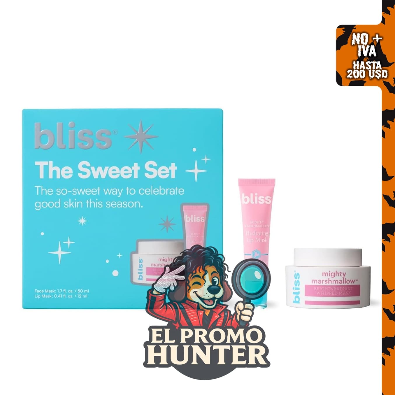 Bliss Mighty Mashmallow Duo, conjunto de mascarilla facial y mascarilla hidratante.