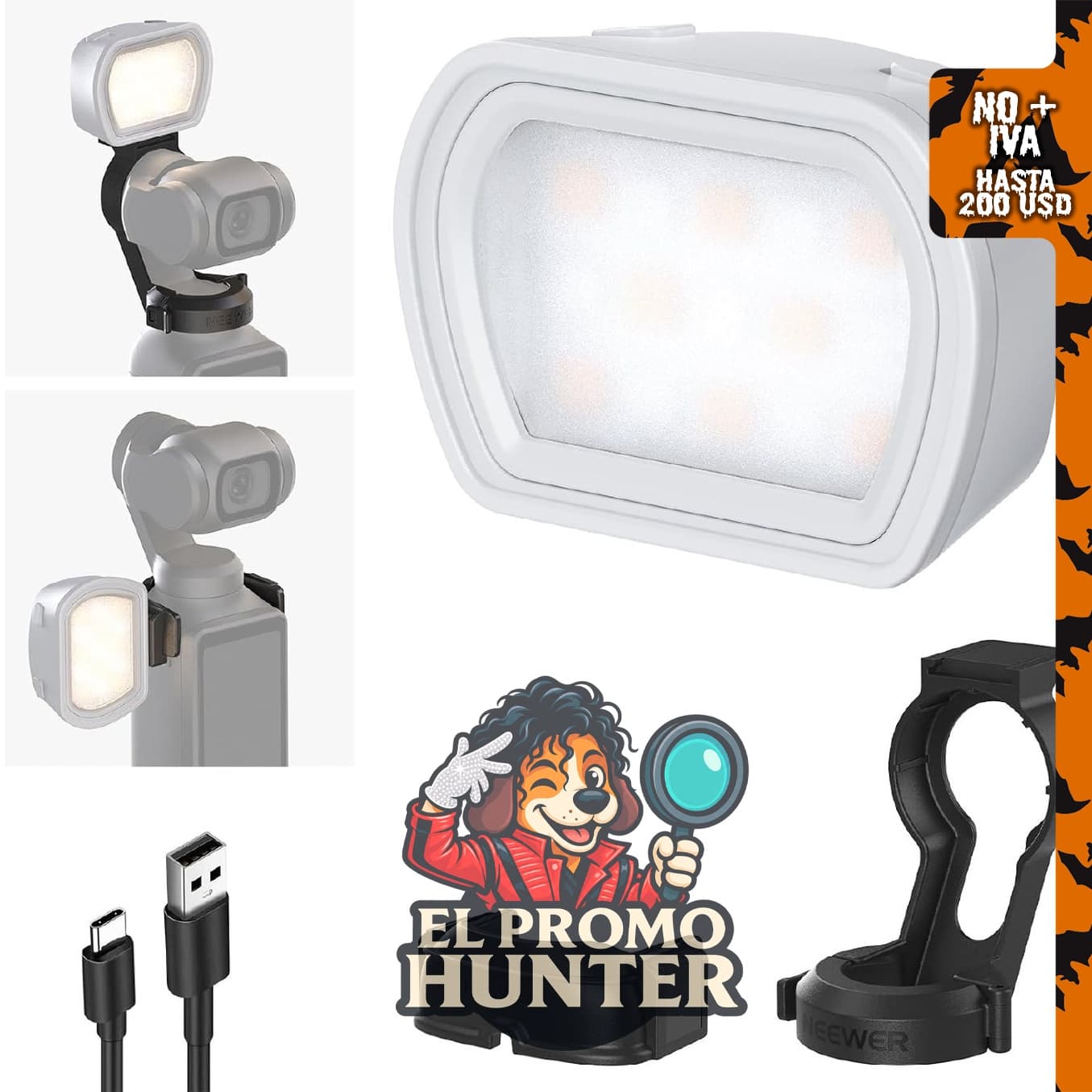 NEEWER Luz magnética básica M21 compatible con DJI OSMO Pocket 3 Xtra Muse.