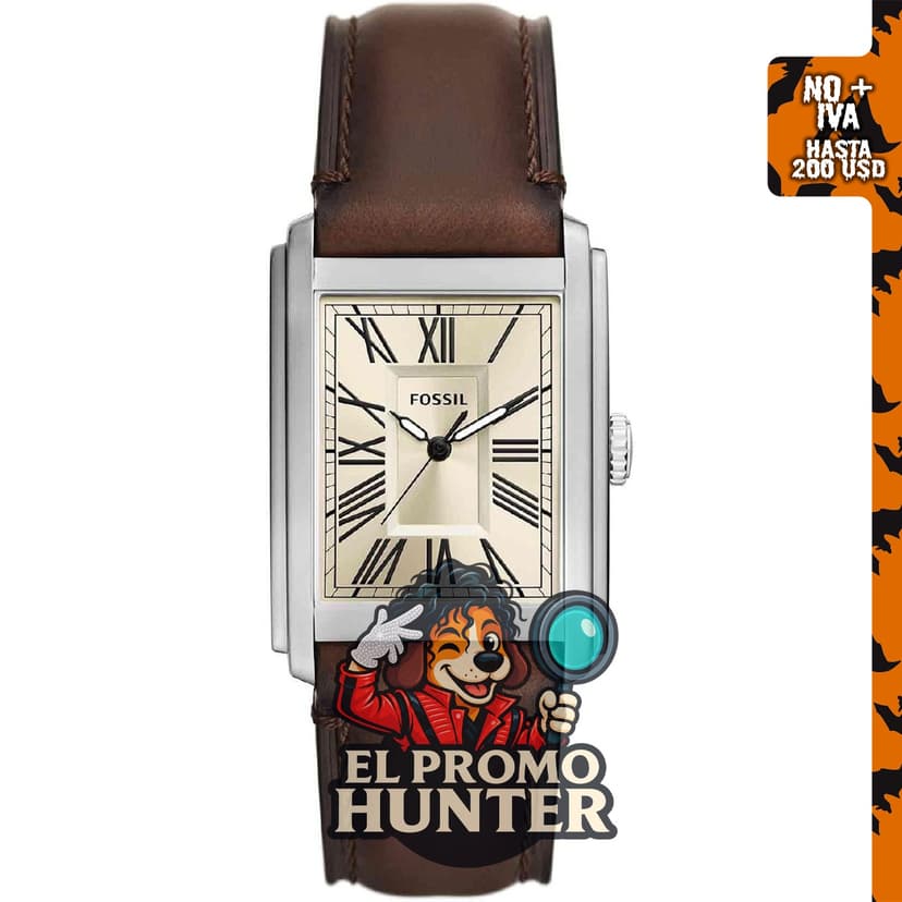 Reloj de tres manecillas de acero inoxidable de cuarzo Fossil Carraway para hombre.