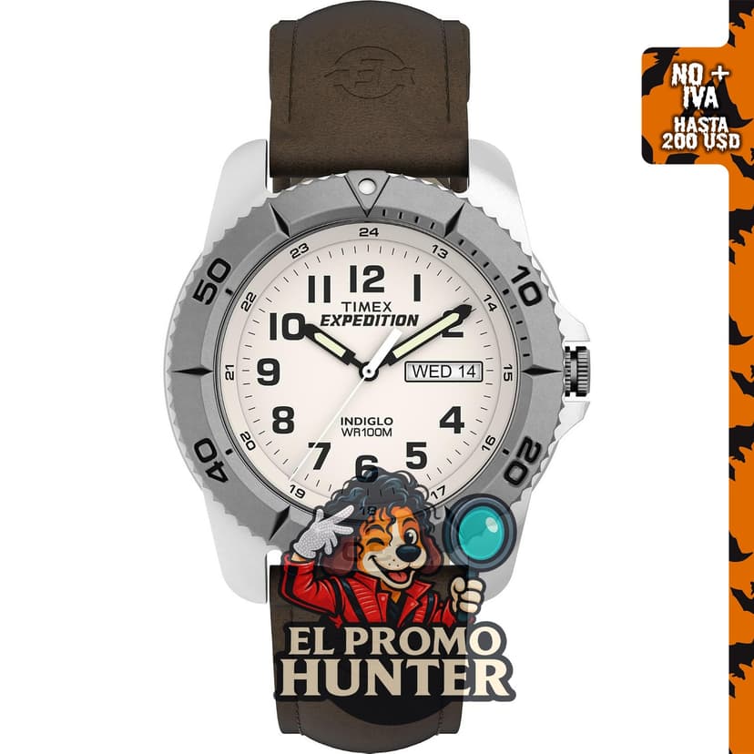 Timex T46681 Expedition, reloj de correa de cuero marrón para hombre.