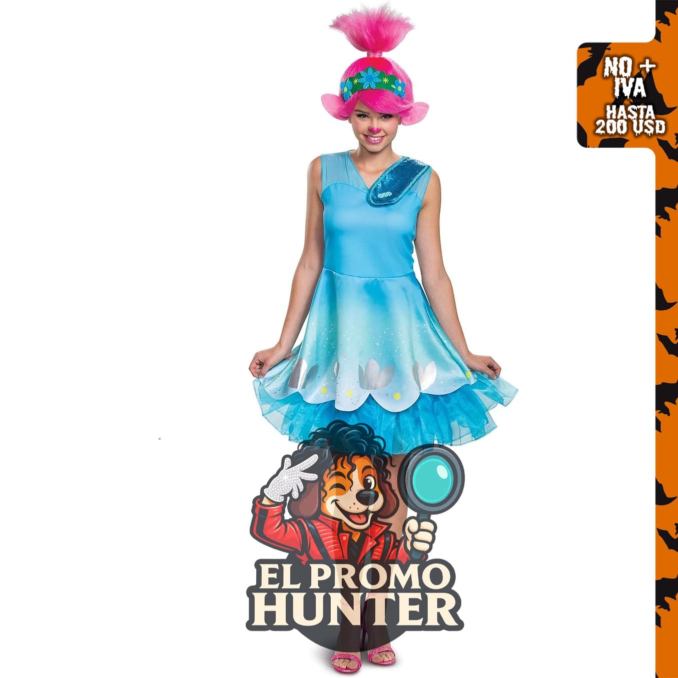 Disguise Trolls World Tour - Disfraz de amapola para mujer, vestido de personaje de tamaño adulto y tocado.