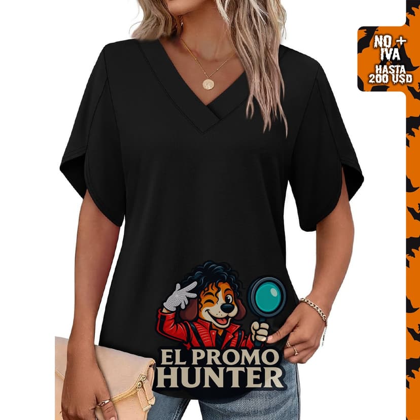 Camisetas de verano para mujer WIHOLL, manga corta, cuello en V.