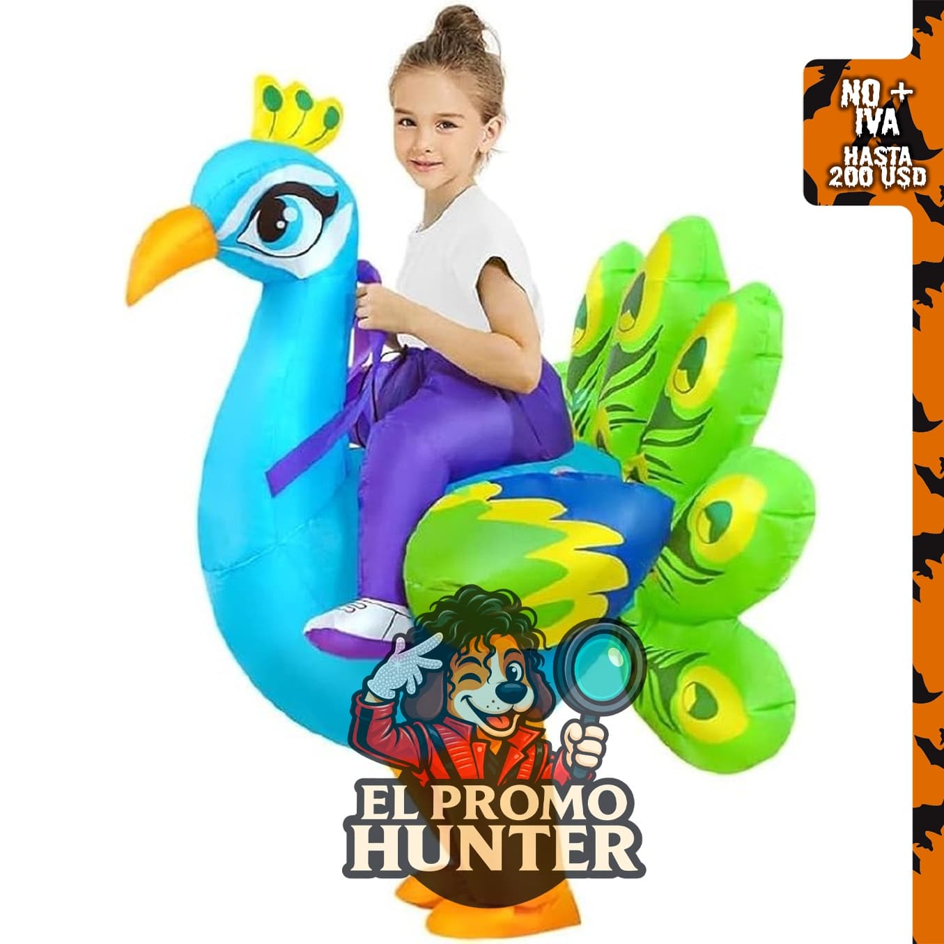 Disfraz inflable de pavo real para niños, traje de Halloween inflable.