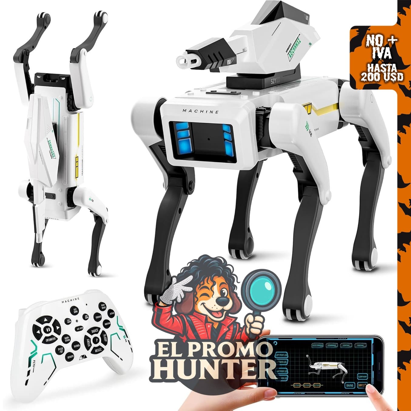 BHJU2YVD Shoot Robot Dog - Mascota interactiva STEM con control de voz y programación de aplicaciones.
