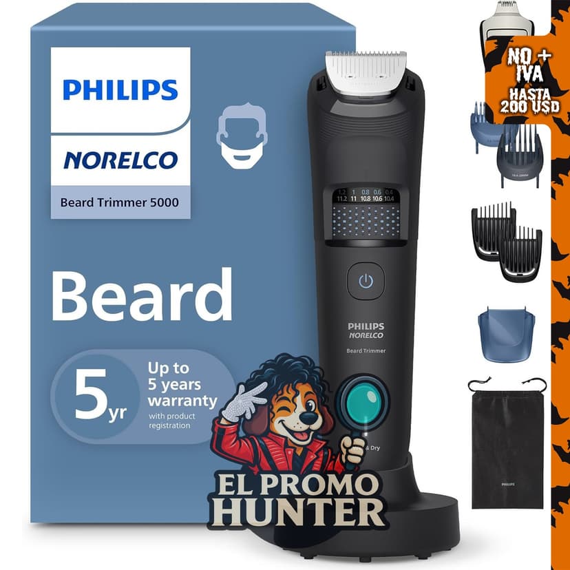 Norelco Philips 5000 - Recortadora de barba con 40 longitudes.