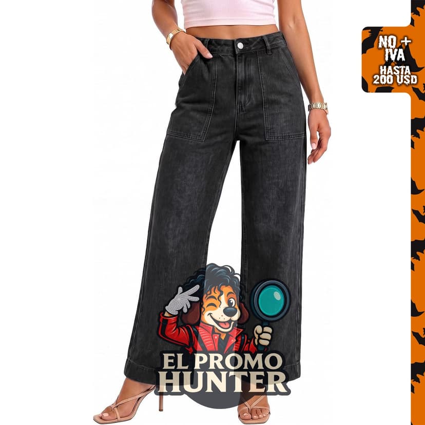 Jeans de pierna ancha para mujer, pantalones casuales de cintura.