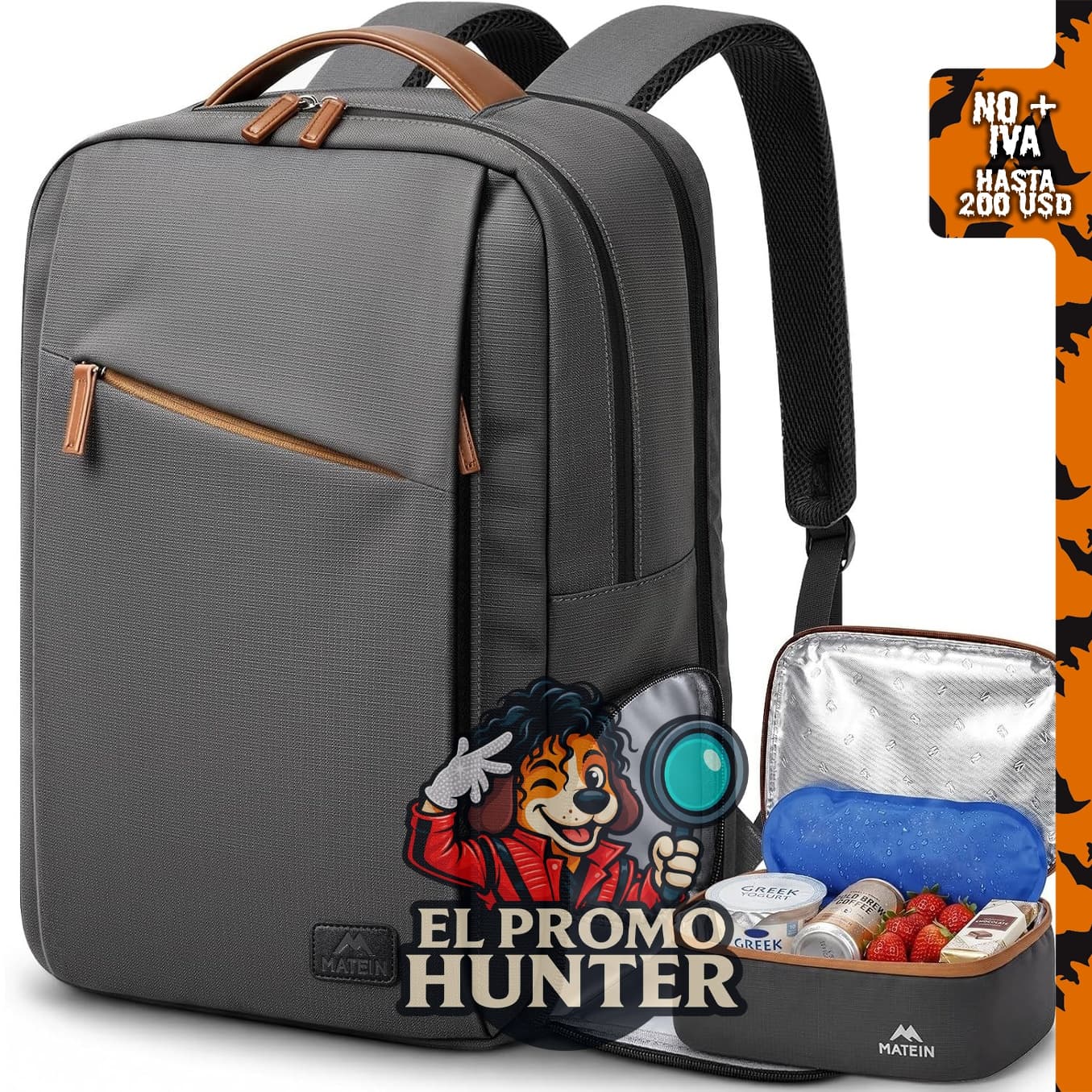 MATEIN Classic Work Backpack para hombre con compartimento aislado para almuerzo.
