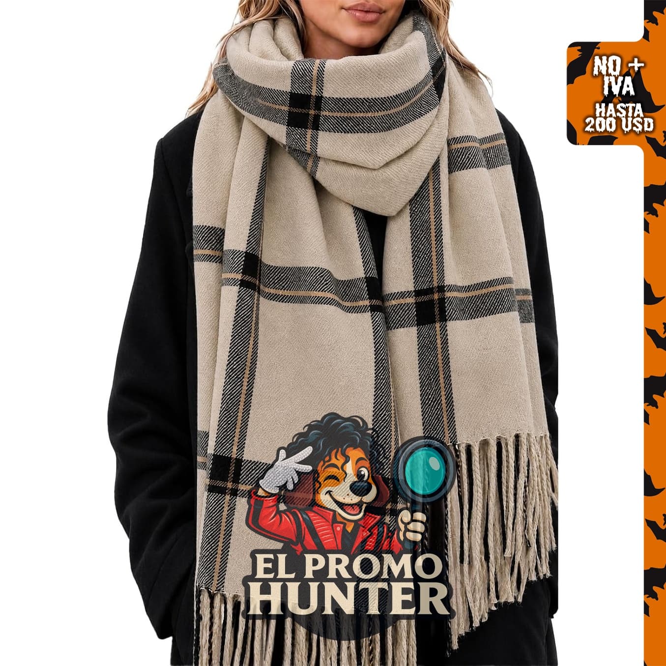 Bufanda de invierno para mujer, chal largo y oversized con diseño de cuadros.