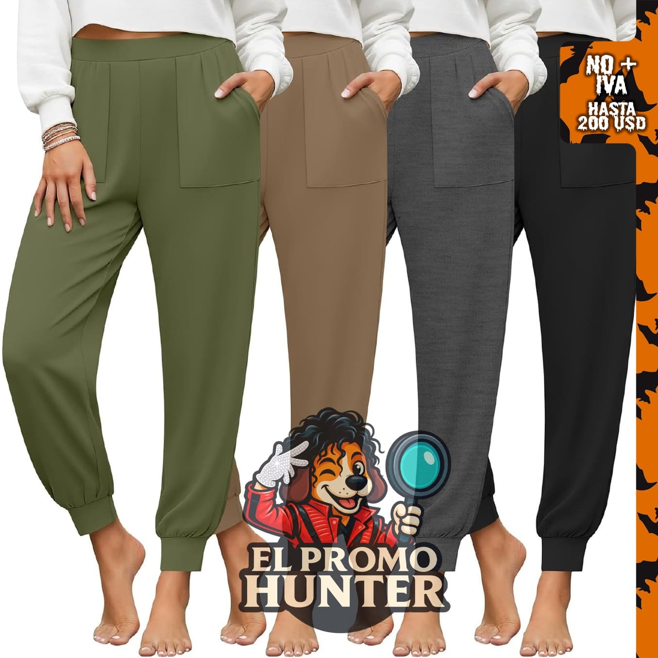 Paquete de 4 pantalones deportivos de yoga para mujer, holgados y con bolsillos.
