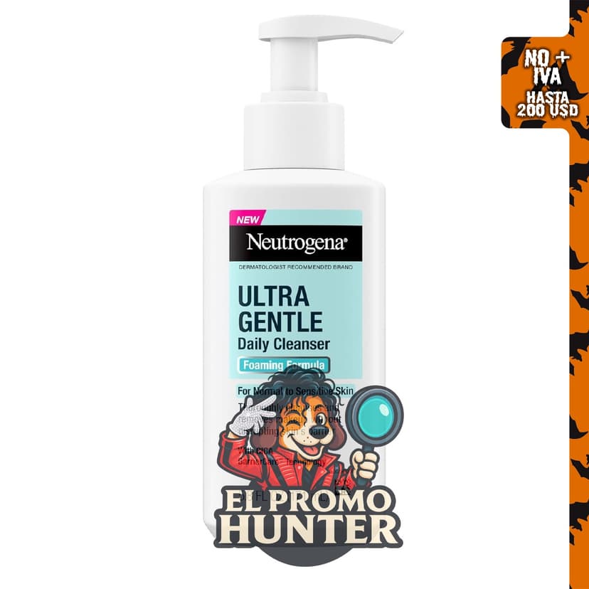 Neutrogena Limpiador Facial Espumoso Ultra Suave, 5.8 fl. oz (171 ml) para piel sensible.