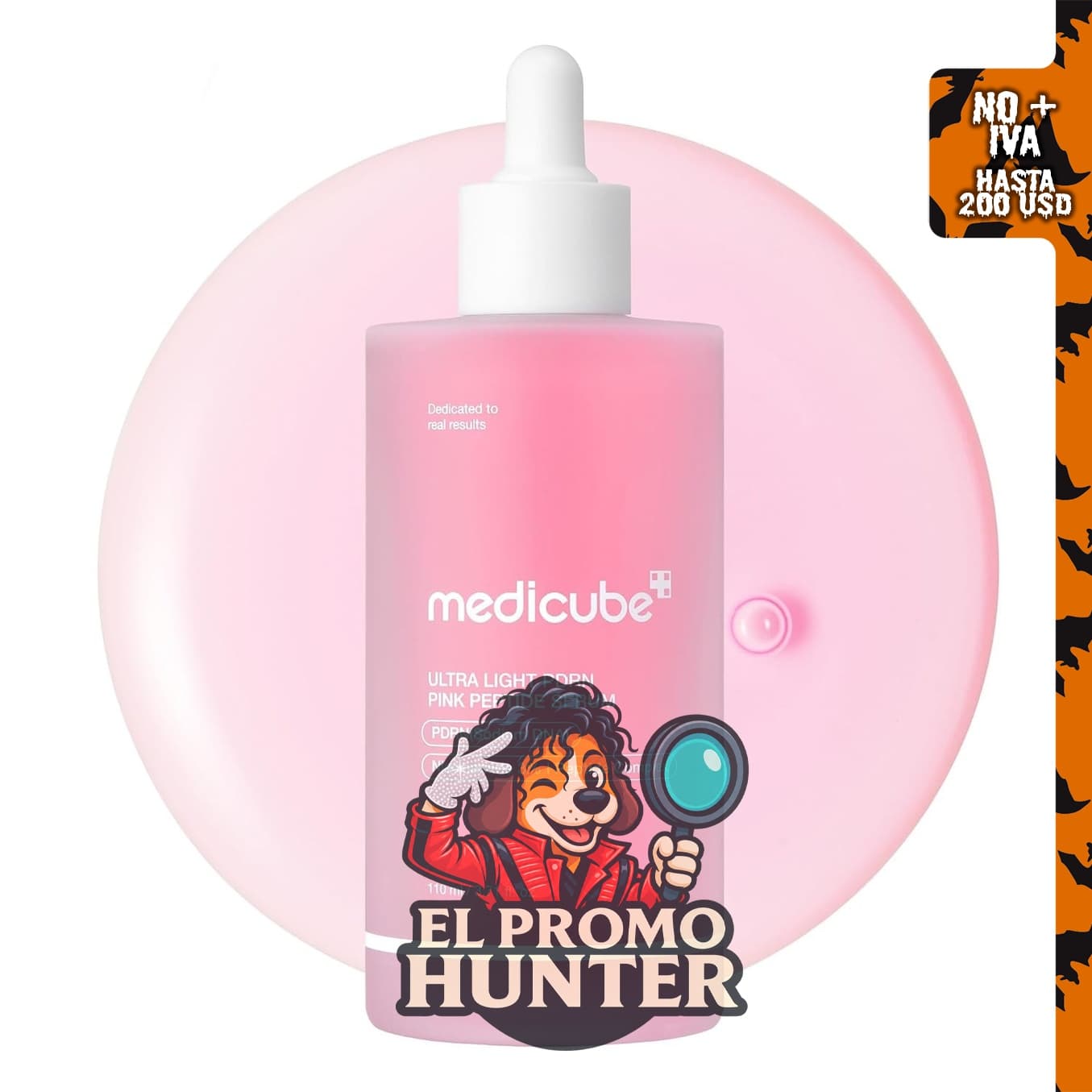 medicube PDRN - Suero peptídico rosa con ADN de salmón, suero ligero acuoso.