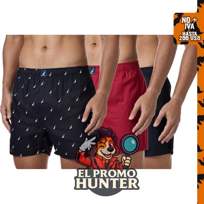 Nautica bóxers clásicos de algodón para hombre, paquete de 3.