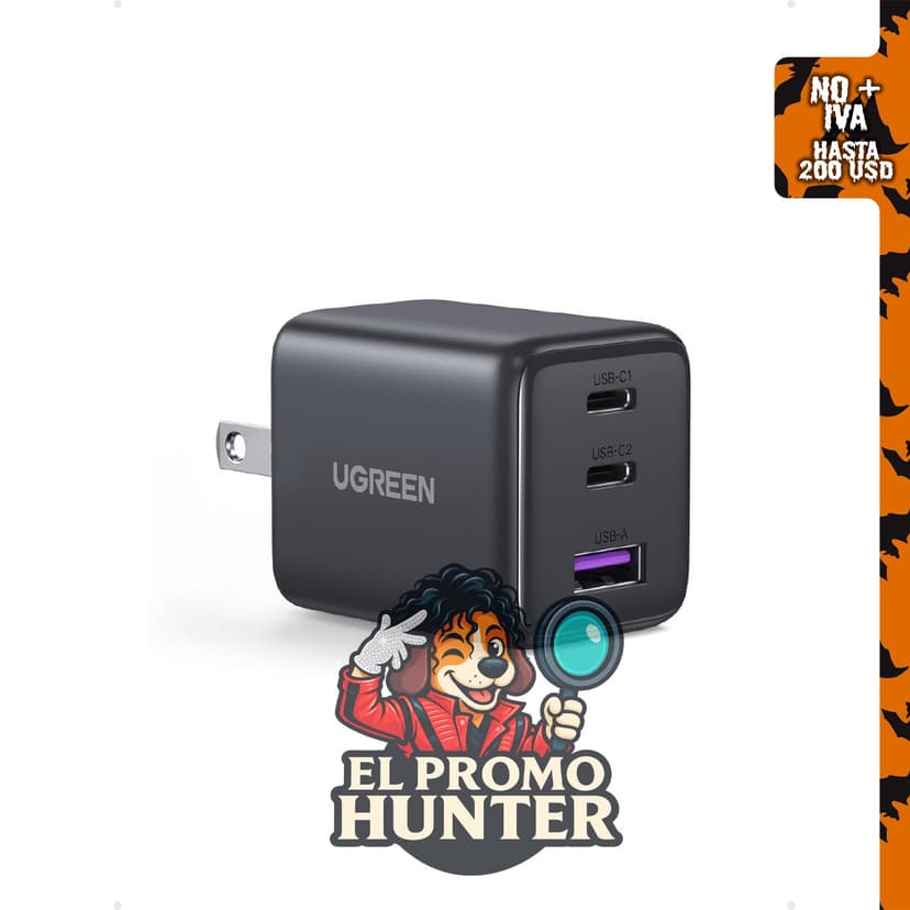 UGREEN Bloque de cargador USB C de 3 puertos y 30 W, carga rápida GaN II