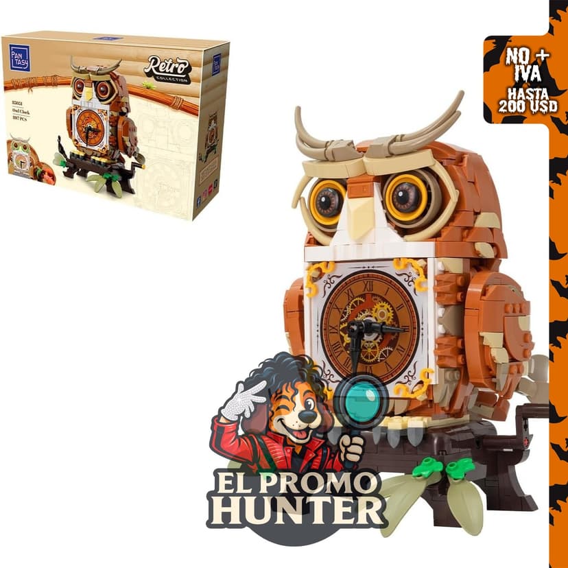 PANTASY Mechanical Owl Display Building Set, set de construcción con diseño inspirado en un reloj.