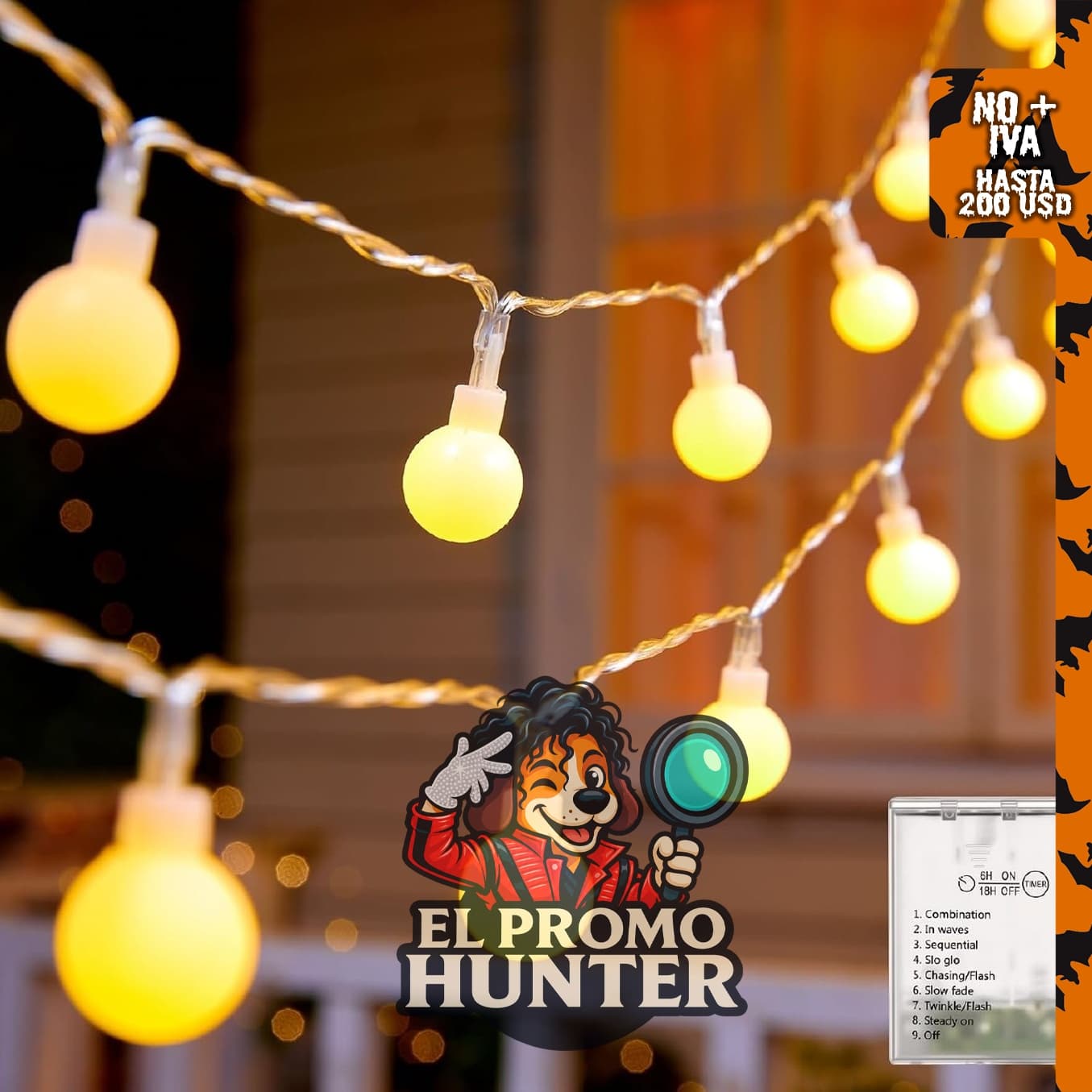 Minetom Cadena de luces LED de 21 pies con 60 luces parpadeantes.