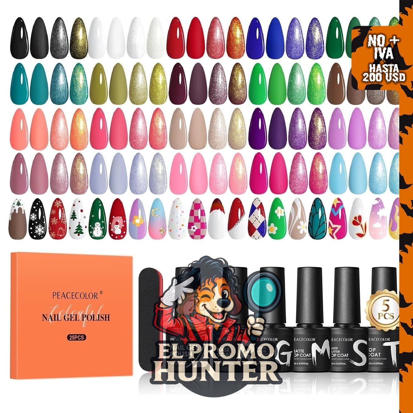 PEACECOLOR Juego de 25 esmaltes de uñas de gel, incluye 20 colores clásicos.