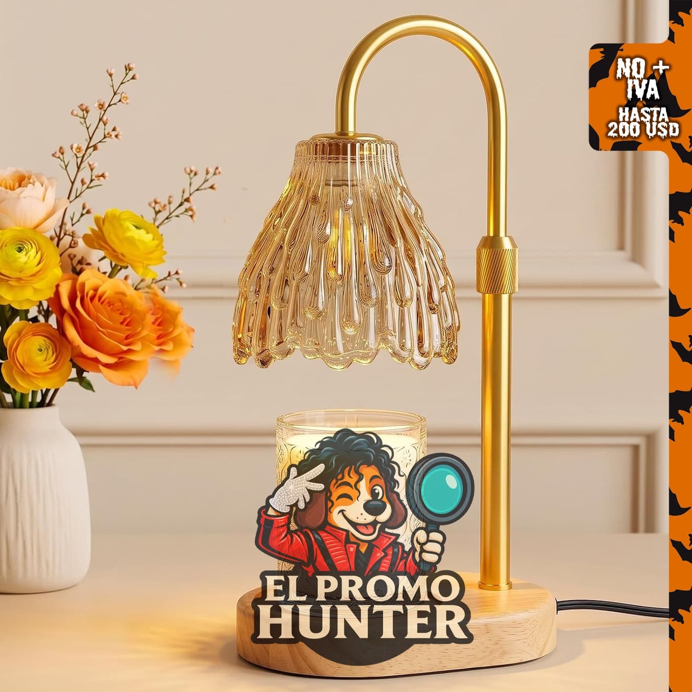 Lámpara de calentador de velas Ruivata, regulable con temporizador.