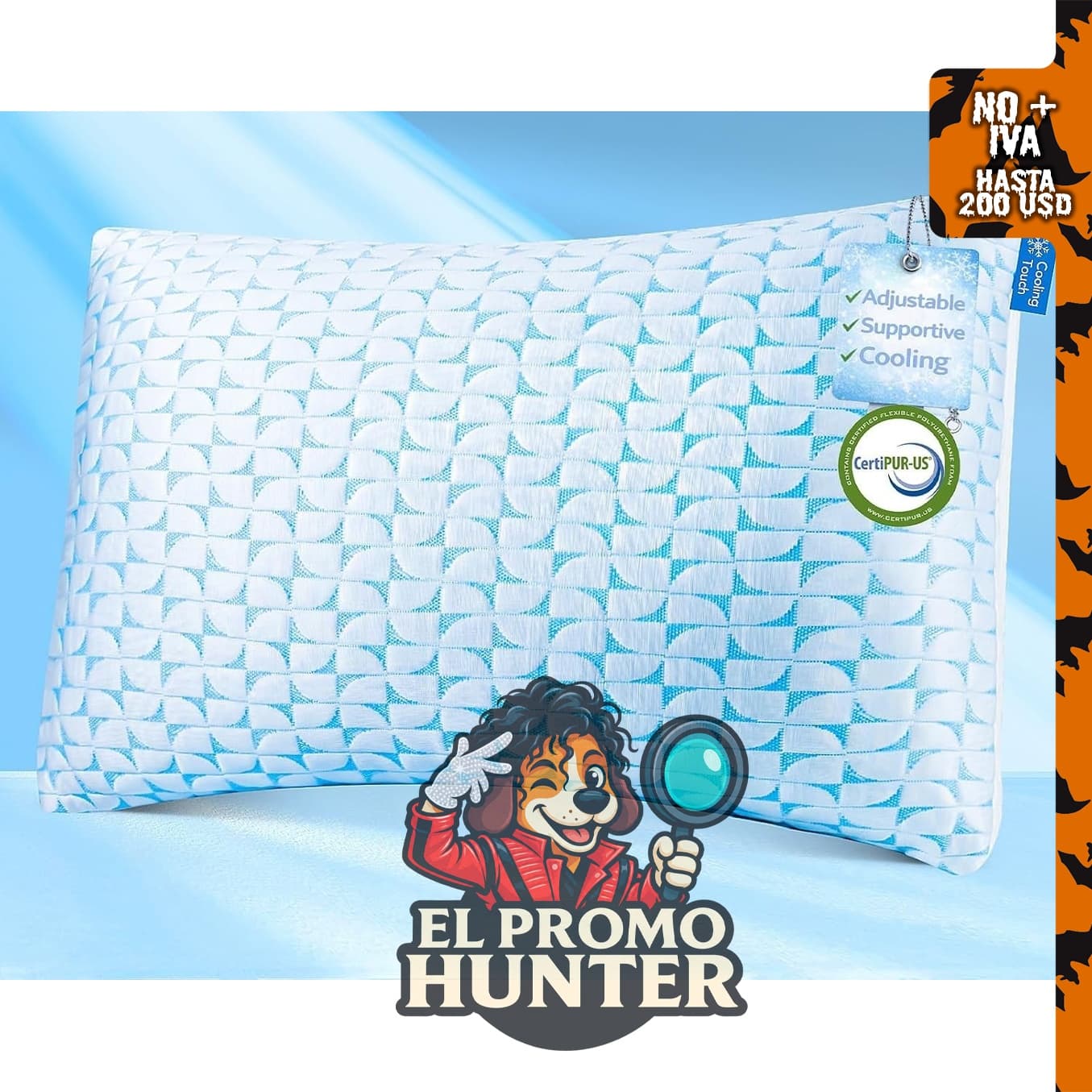 QUTOOL Almohada firme de espuma viscoelástica triturada, tamaño King, ajustable para dormir de lado y espalda.