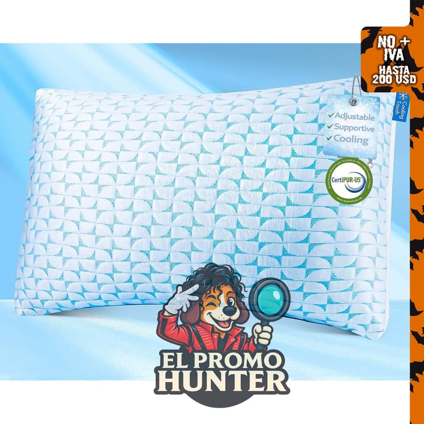 QUTOOL Almohada firme de espuma viscoelástica triturada, tamaño King, ajustable para dormir de lado y espalda.