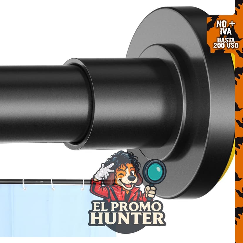 CorkLatta Barra de cortina de ducha negra resistente de 1 pulgada.