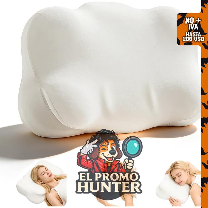 Almohada Cloud de Kryndors, espuma viscoelástica ergonómica, soporte contorneado para dormir de lado y de espalda.