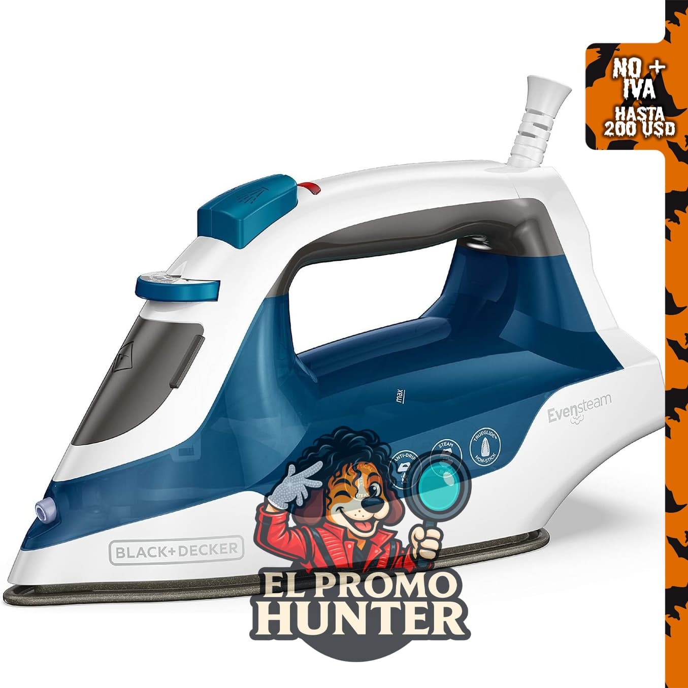 BLACK+DECKER Easy Steam IR06V, plancha compacta con cable de doble posición.