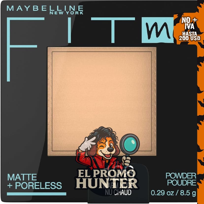 Maybelline Fit Me Matte + Poreless Pressed Face Powder, polvo compacto para maquillaje y fijador en tono Warm Nude.