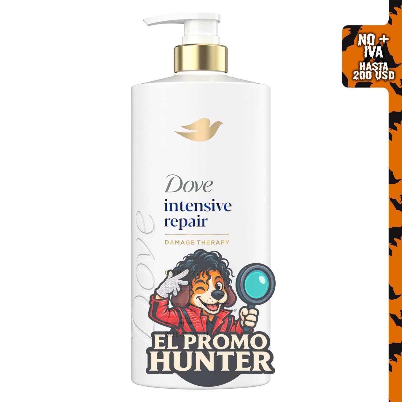 Acondicionador Dove Reparación Intensa 828 ml para cabello dañado con tecnología de bio-proteína.