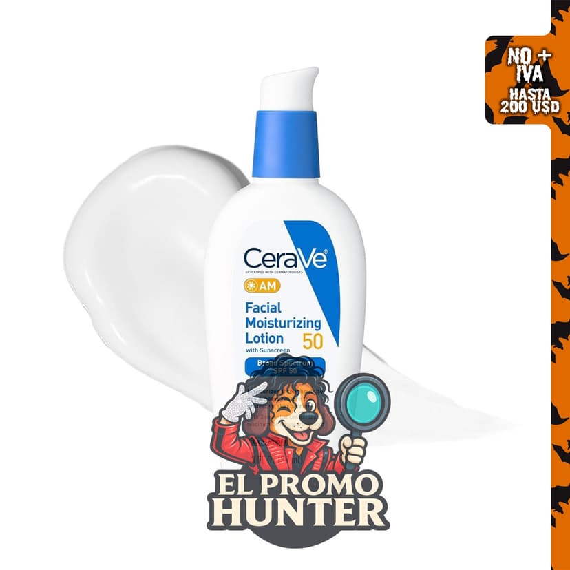 CeraVe AM Crema hidratante facial diaria con SPF 50, protector solar facial.
