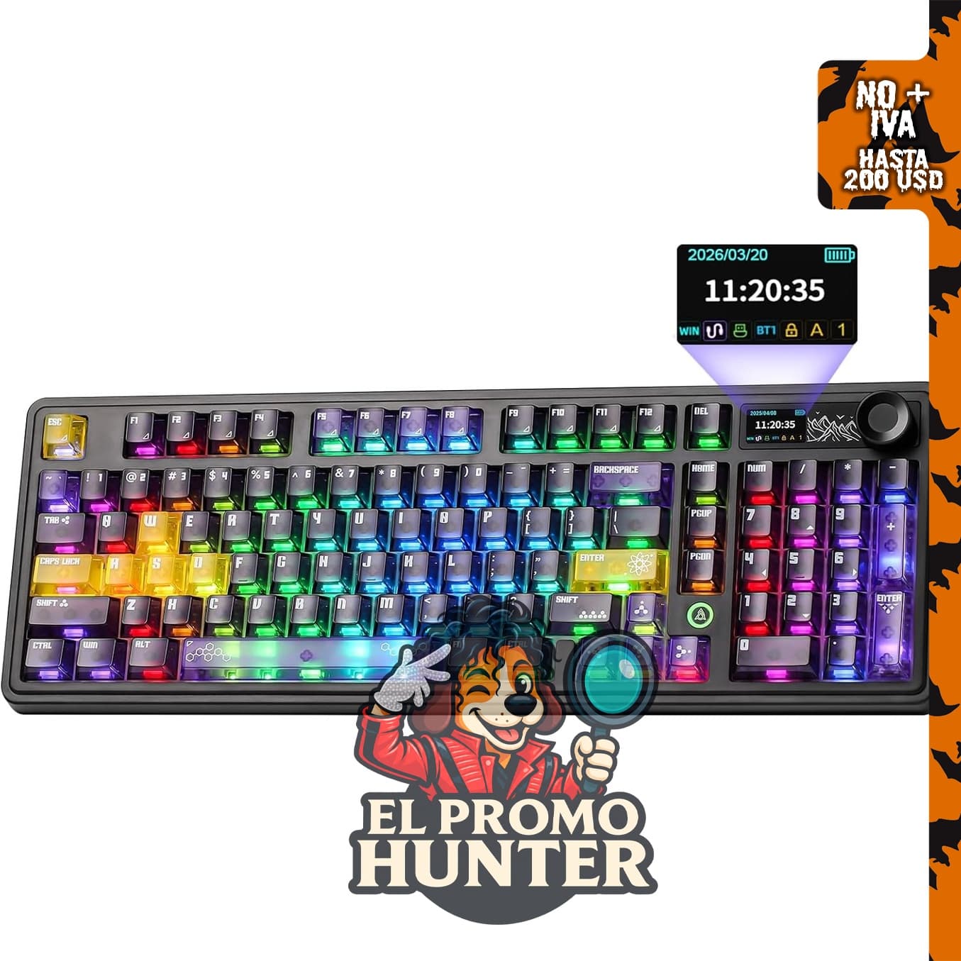 AJAZZ AK980 Pro Dual 8K Teclado inalámbrico para juegos, color púrpura.