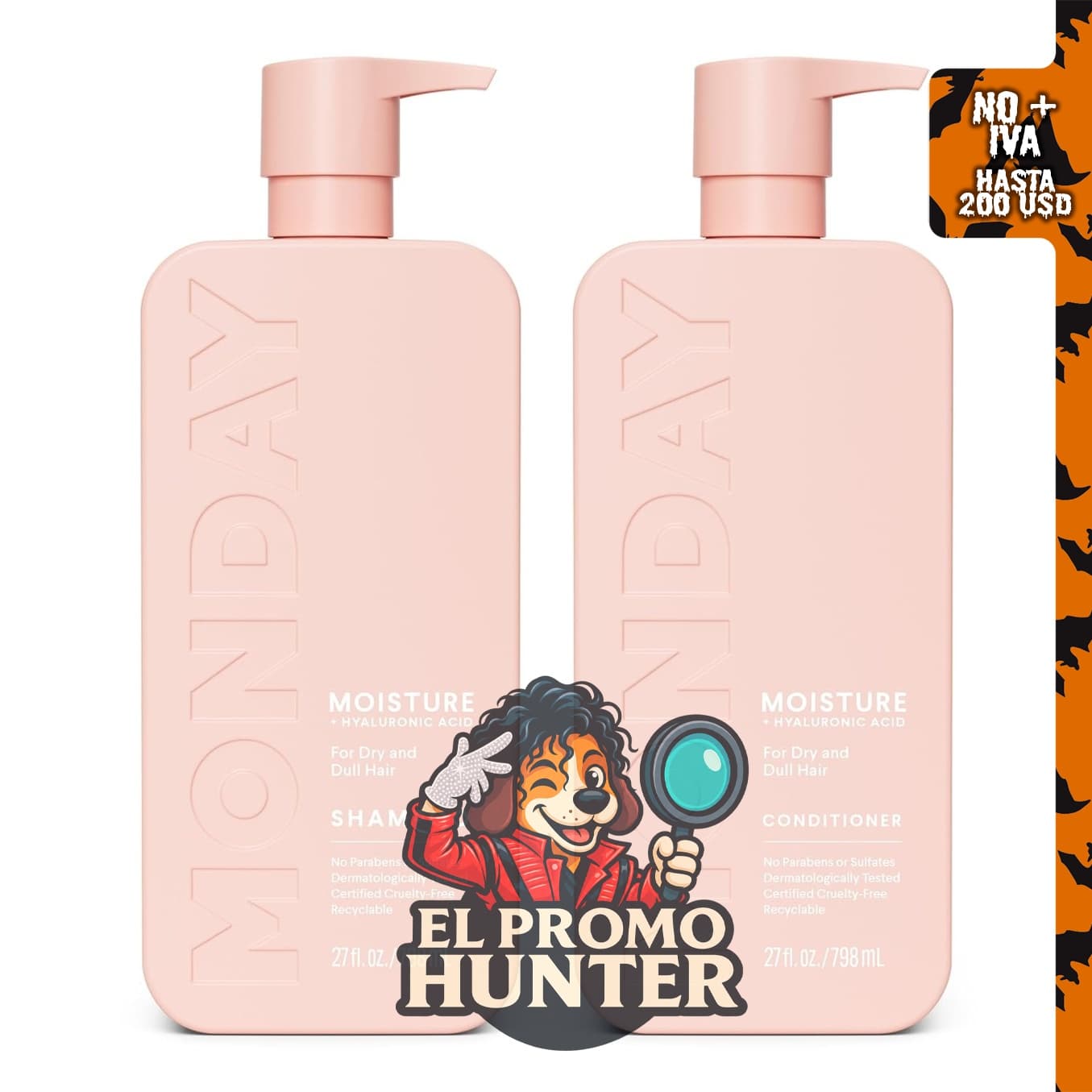 MONDAY HAIRCARE Champú hidratante y acondicionador de baño (2 unidades de 27 oz cada uno) para cabello seco y encrespado.