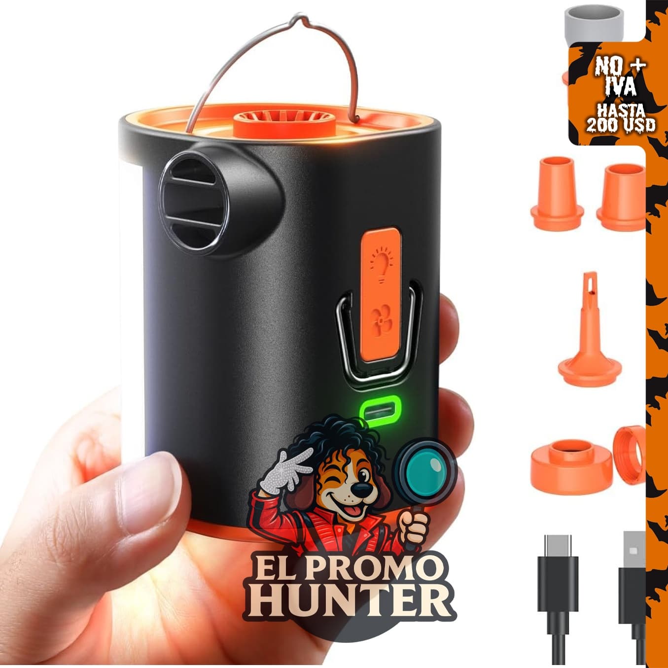 JOYROOM Bomba de aire para inflables con batería de 3600 mAh.
