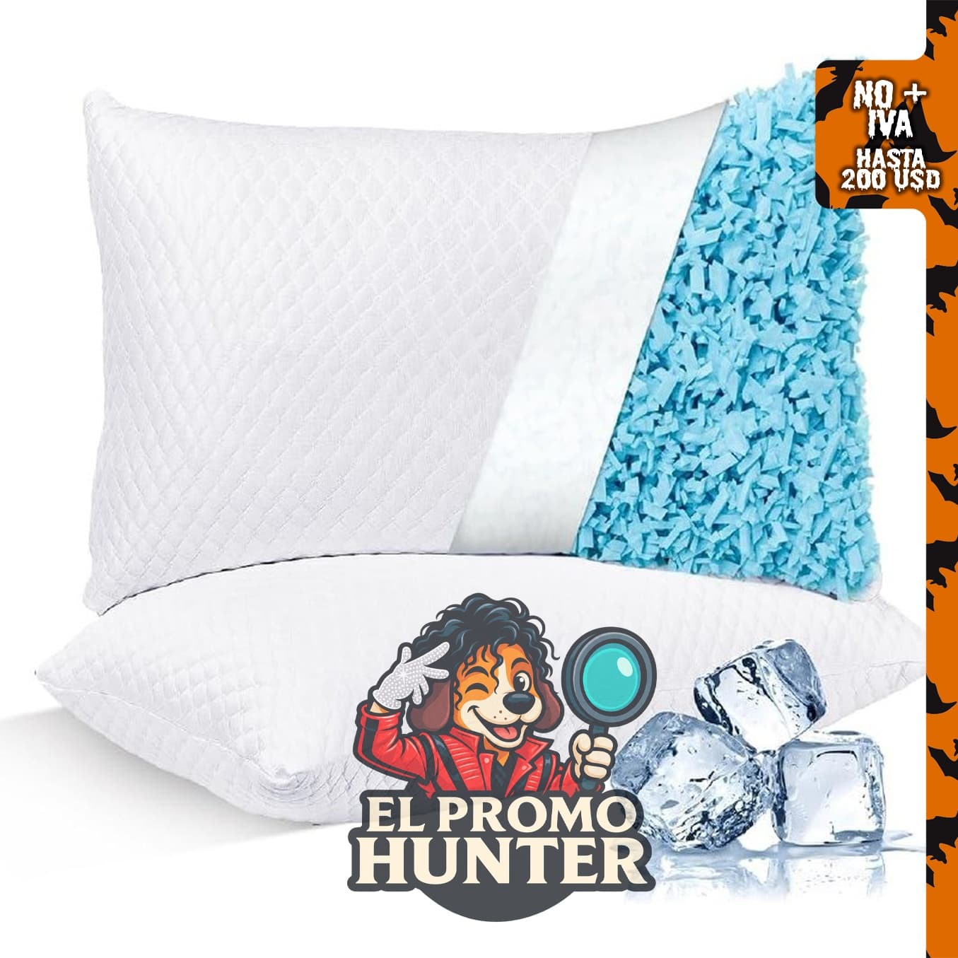Juego de 2 almohadas NTCOCO de espuma viscoelástica trituradas, tamaño estándar, hipoalergénicas y lavables.
