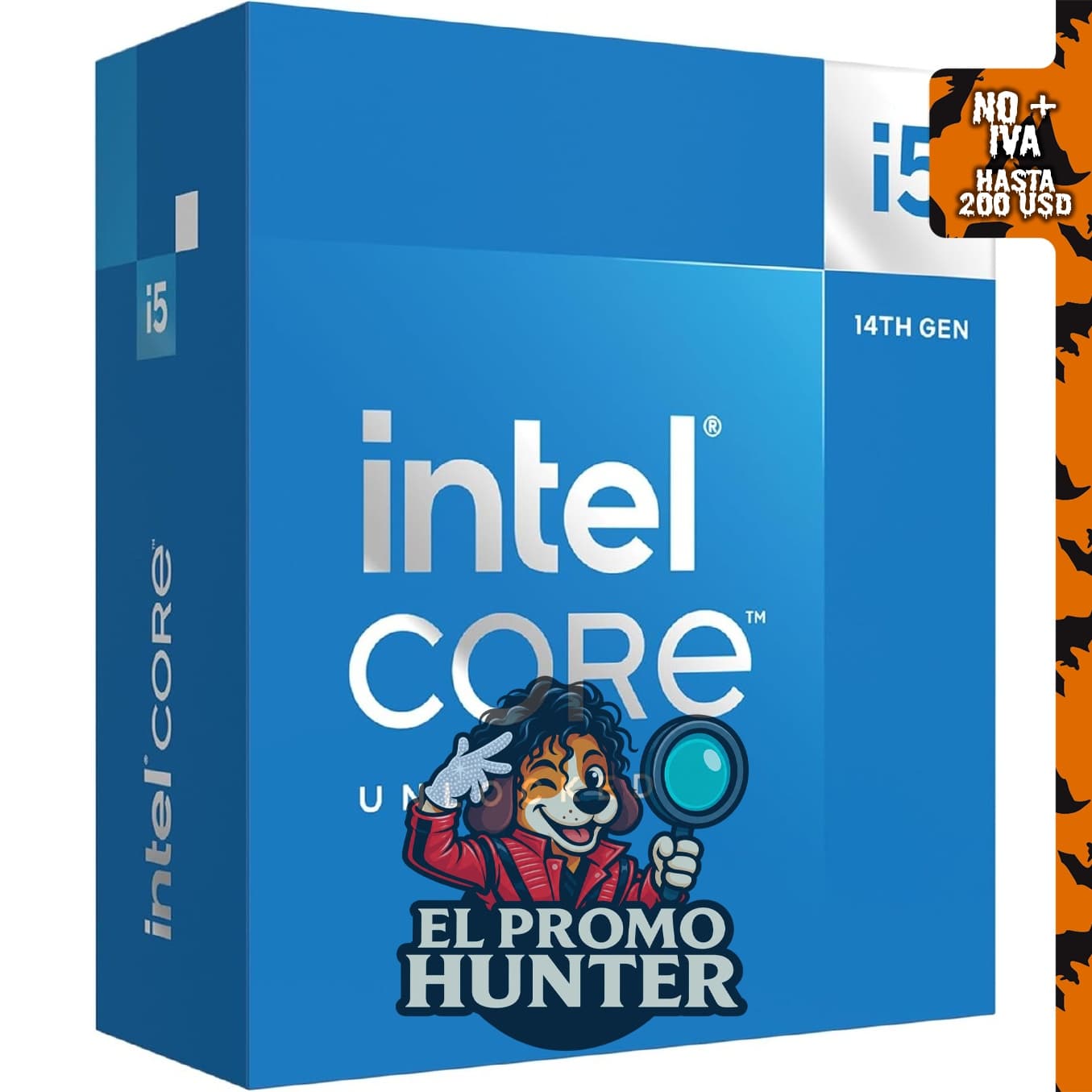 Procesador de escritorio Intel® Core™ i5-14600K, 14 núcleos, 20 hilos, frecuencia base de 3.5 GHz.