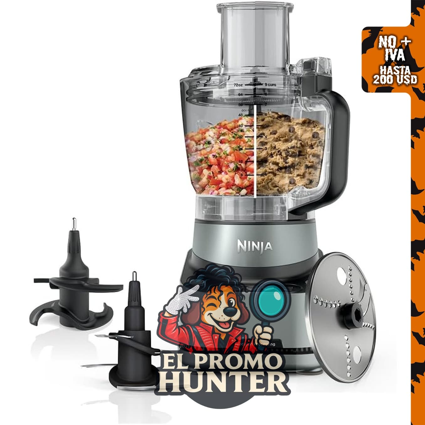 Ninja Procesador de alimentos y mezclador de masa PrecisionPro 1000PW, 9 funciones.