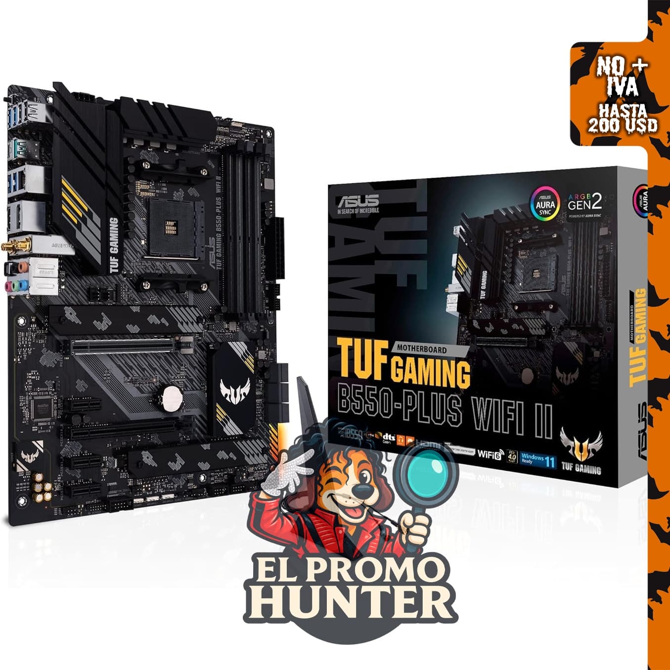 ASUS TUF Gaming B550-PLUS WiFi II, placa base ATX para AMD AM4, compatible con Ryzen™ 3ª generación.