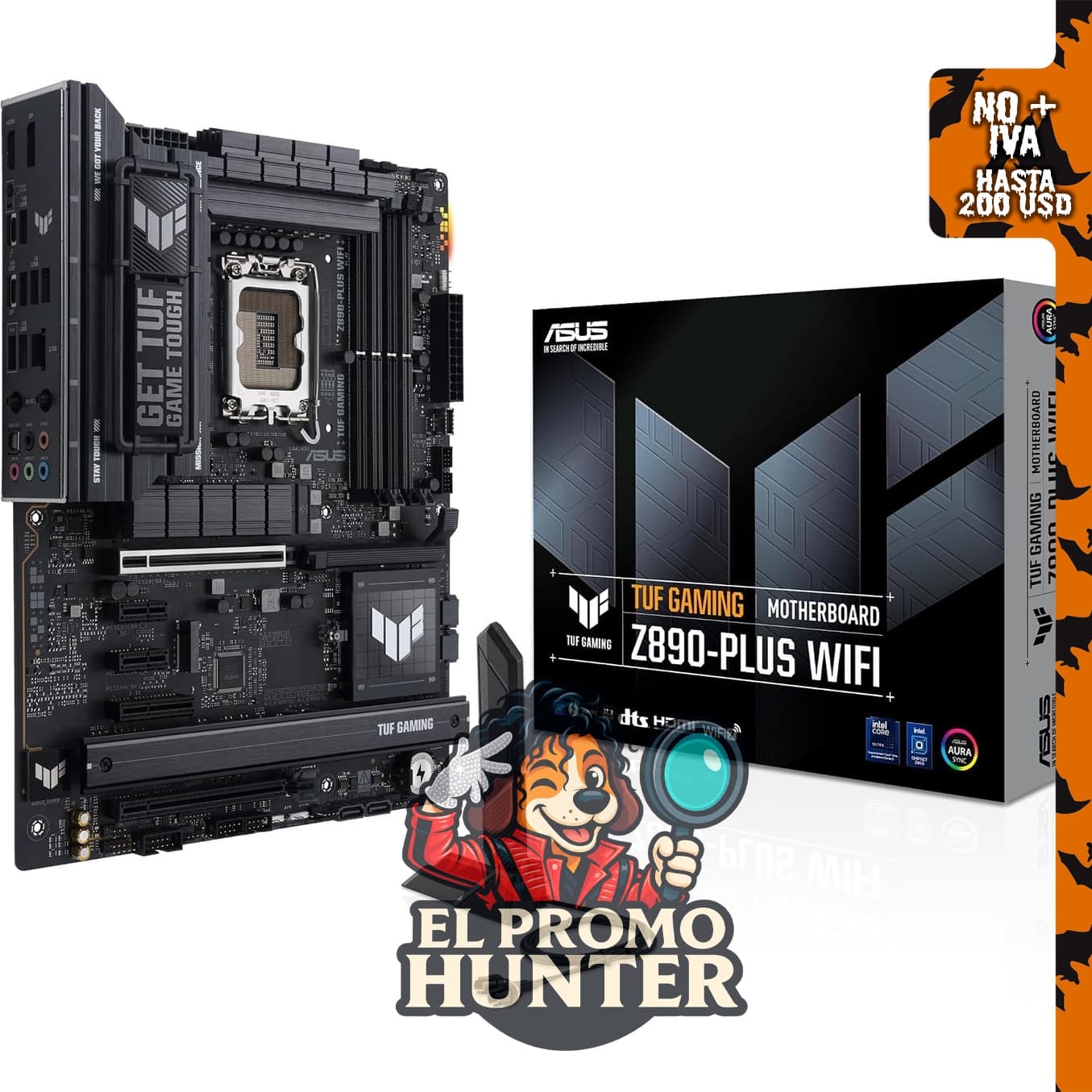 ASUS TUF Gaming Z890-PLUS WiFi Z890 LGA 1851 ATX, placa base compatible con Intel® Core™ Ultra Series 2, con 16+1+2+1 etapas, DDR5, PCIe® 5.0, Thunderbolt™ 4 Type-C®, 4X M.2 y Wi-Fi 7.