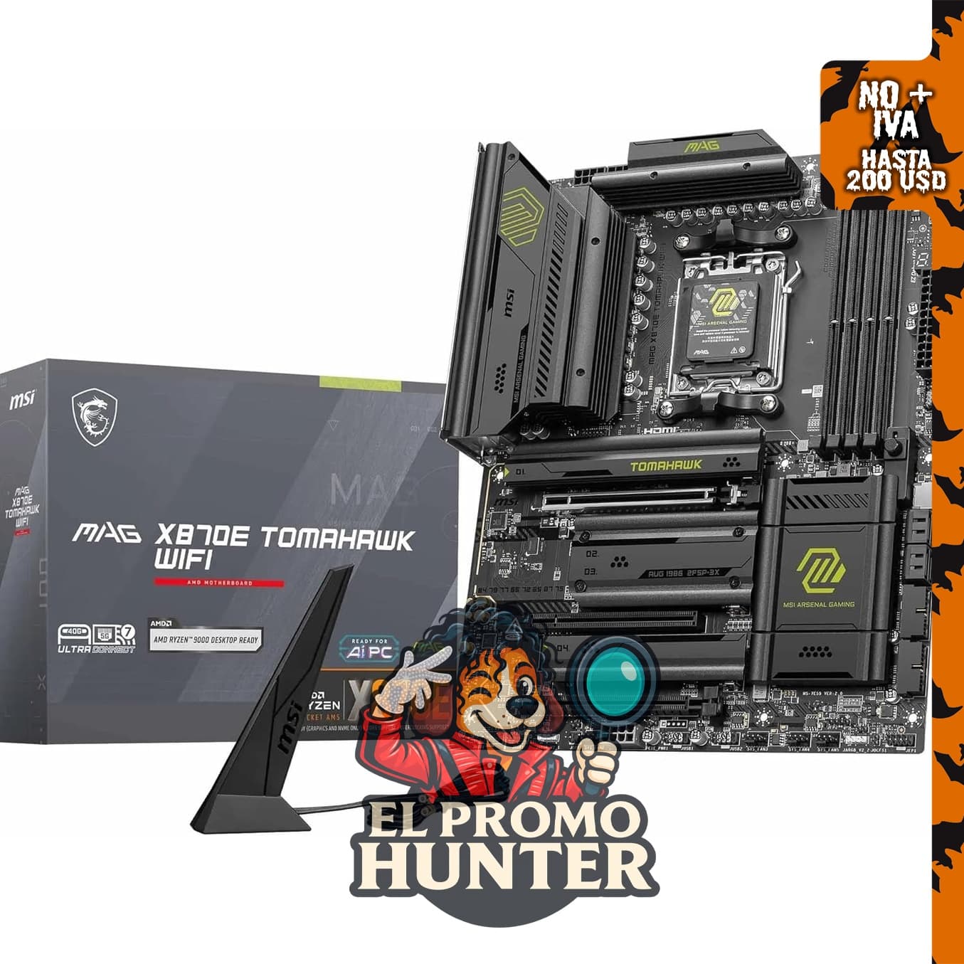Placa base MSI MAG X870E Tomahawk WiFi, ATX, compatible con procesadores AMD Ryzen 9000/8000/7000.