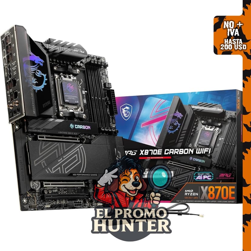 MSI MPG X870E Carbon WiFi - Placa base ATX para procesadores AMD Ryzen serie 9000/8000/7000, con soporte para DDR5 y PCIe 5.0.