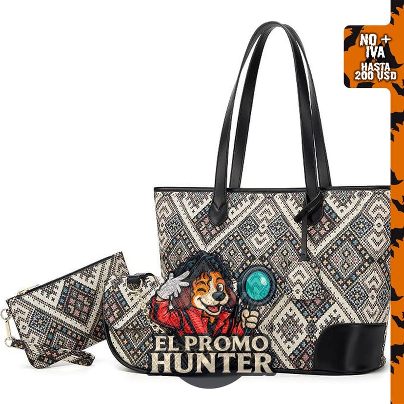 Juego de 4 bolsas modernas para mujer de cuero sintético: bolso tote, bolso de hombro, bolso de mano y cartera.