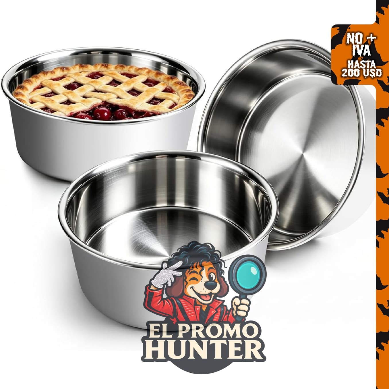 Juego de 3 moldes para pasteles de 6 pulgadas de acero.