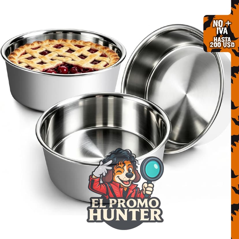 Juego de 3 moldes para pasteles de 6 pulgadas de acero.