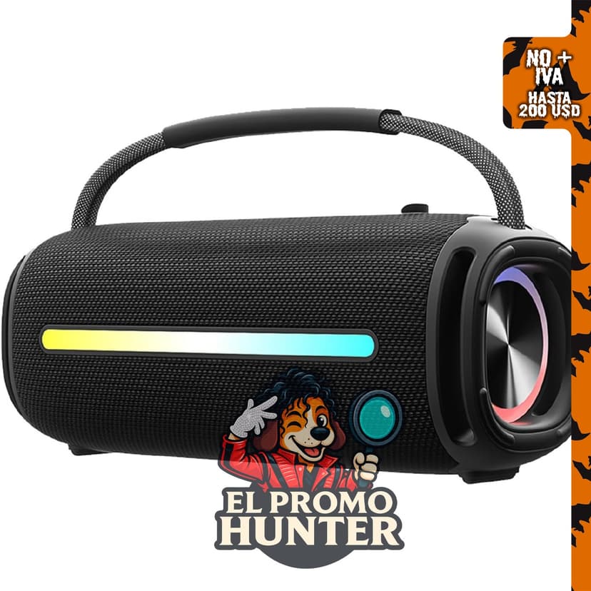 ECPAUTECH Altavoz Bluetooth portátil impermeable de 20 W con luces intermitentes y emparejamiento TWS.