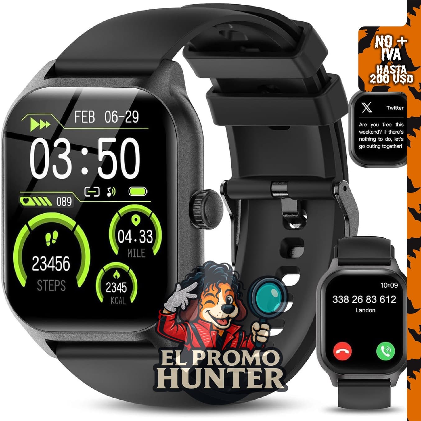 Reloj inteligente LAOYABB, rastreador de fitness para hombres y mujeres.