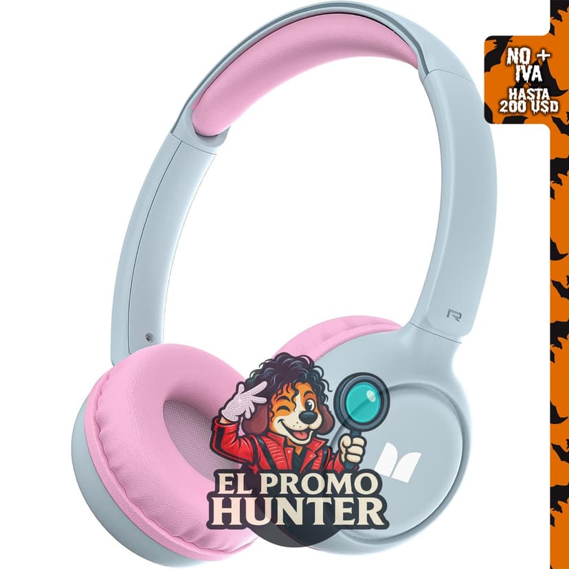 Monster SK100 auriculares Bluetooth para niños, volumen seguro de 85/94 dB, 60 horas de reproducción.
