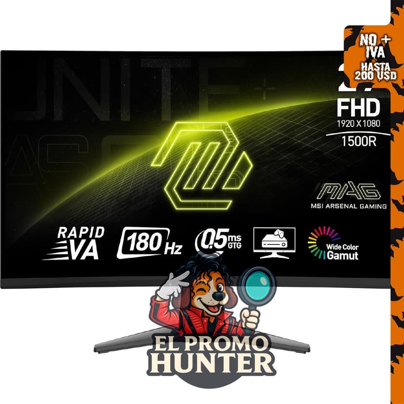 MSI MAG 27C6FA, monitor de juegos de 27" (68.6 cm) con resolución FHD (1920 x 1080), 180Hz, AMD FreeSync y 0.5ms de tiempo de respuesta.