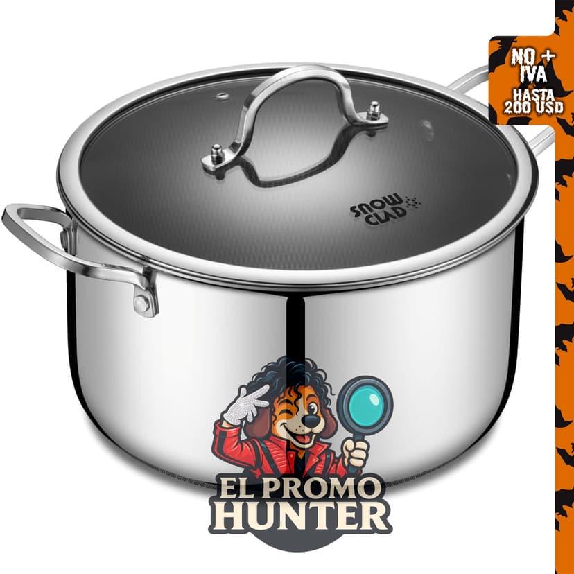 Olla híbrida antiadherente de acero inoxidable de 10 cuartos (9.5 L), apta para inducción y horno hasta 900 °F.