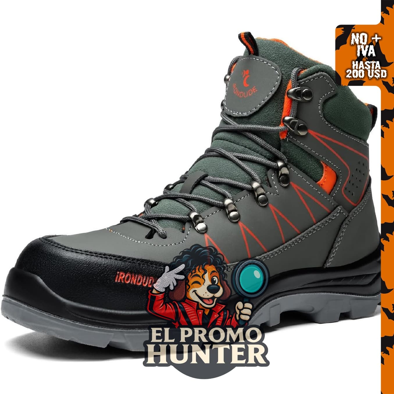 Botas de seguridad IRONDUDE para hombre, con punta de acero y suela antideslizante.